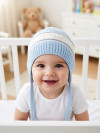 Однослойная вязаная шапочка с завязками, хлопковая фото 2 &mdash; MamaEmma.ru