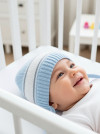 Однослойная вязаная шапочка с завязками, хлопковая фото 9 &mdash; MamaEmma.ru