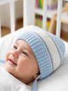 Однослойная вязаная шапочка с завязками, хлопковая фото 3 &mdash; MamaEmma.ru
