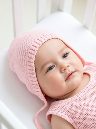 Хлопковый вязаный чепчик Little Me розовый