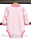 Боди с длинными рукавами Ромбики, розовый фото 3 &mdash; MamaEmma.ru