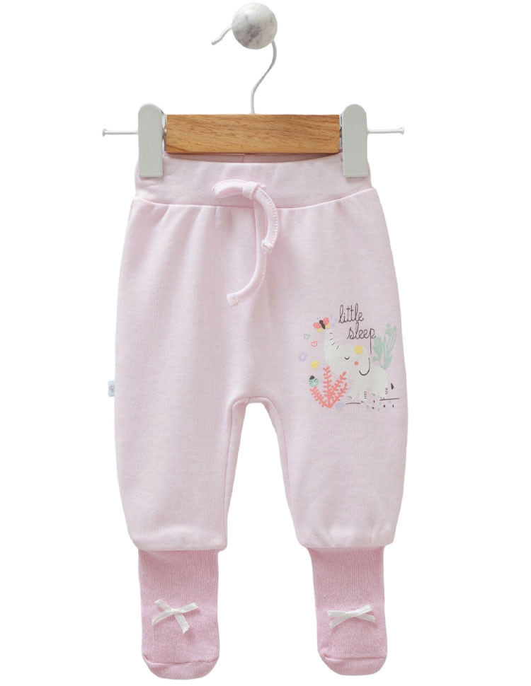Ползунки с носочками Little Sleep розовые фото 1 &mdash; МамаЭмма