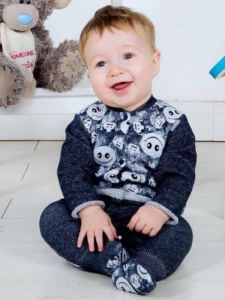 Теплый комбинезон для малышей Happy Kids, синий фото 1 &mdash; МамаЭмма