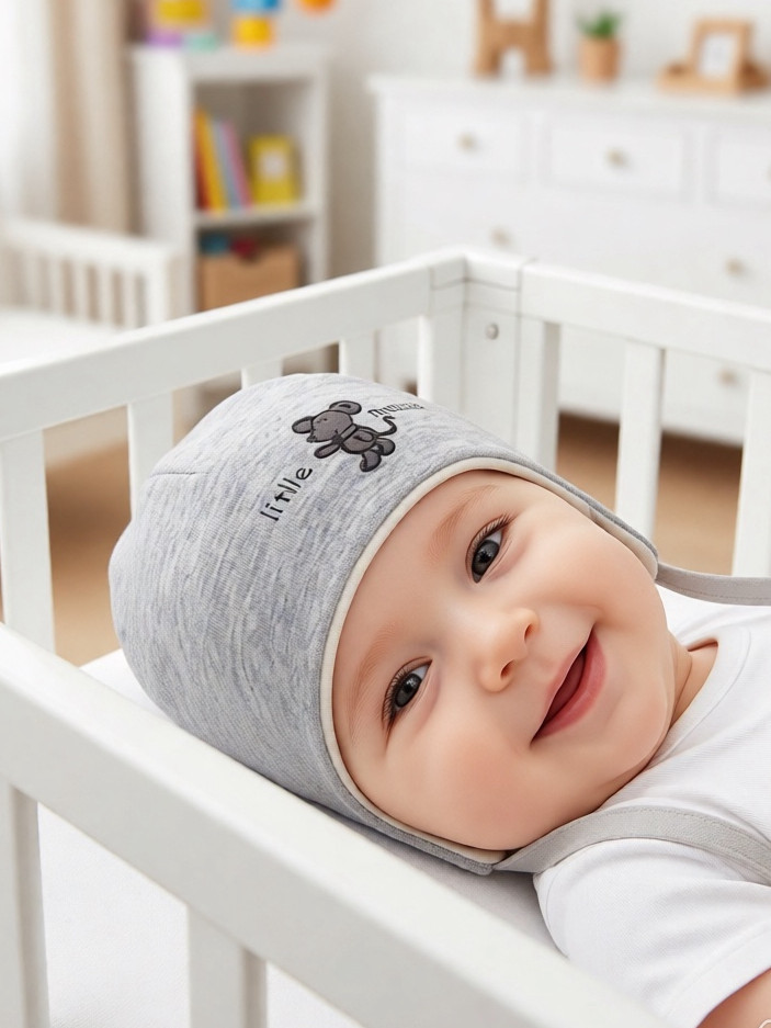 Шапка чепчик для новорожденного малыша Мышонок фото 1 &mdash; MamaEmma.ru